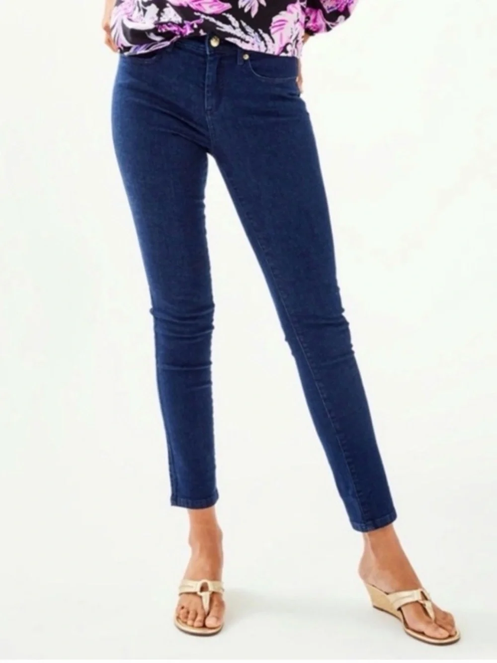 Lilly Pulitzer Dark Wash Eagan High Rise Skinny Denim Jeans. Sz M-10 - Picture 1 of 13